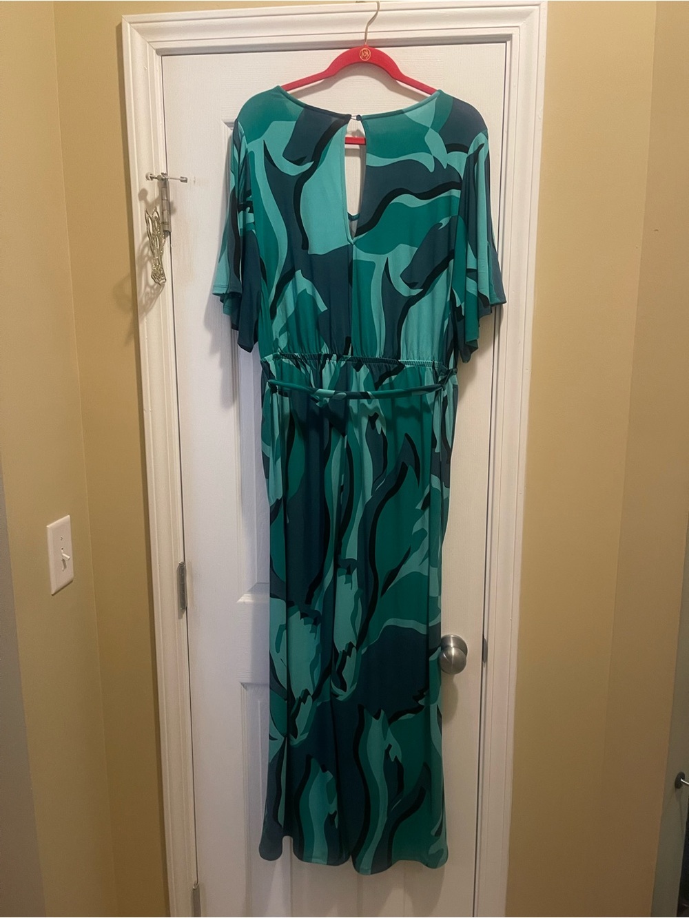 Lane Bryant Teal & Dark Green Abstract Print Jumpsuit